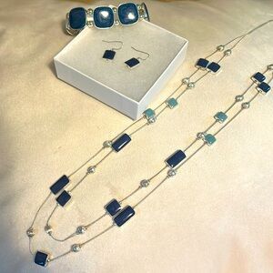 Elegant Silver and Blue Jewelry Set by Christopher & Banks